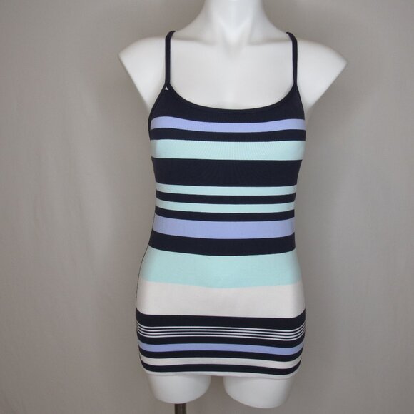 Lululemon Blue Stripe Power Y Sport Tank Top Women's 8 - Picture 1 of 11